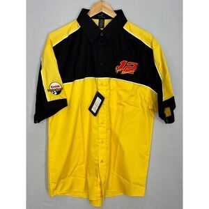 Nascar Button Down Shirt Men's Yellow Ryan Newman #12 Medium NWT Vintage New
